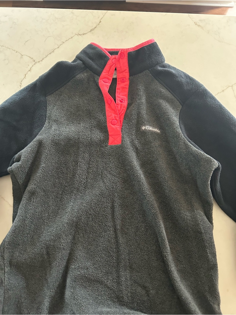 Columbia Black Fleece Jacket with Coral Trim